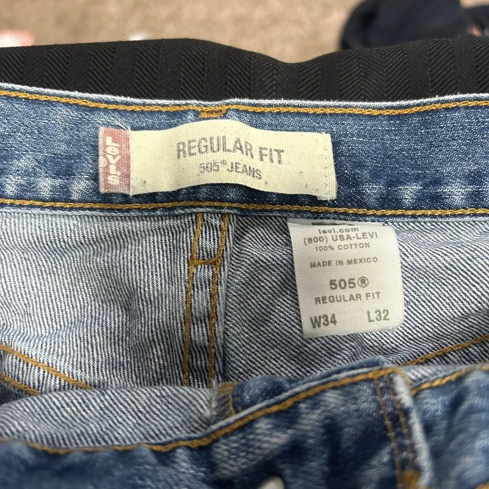Levis 505 Regular Fit Jeans Mens 34x32 Medium Wash Blue Straight Leg Denim VTG